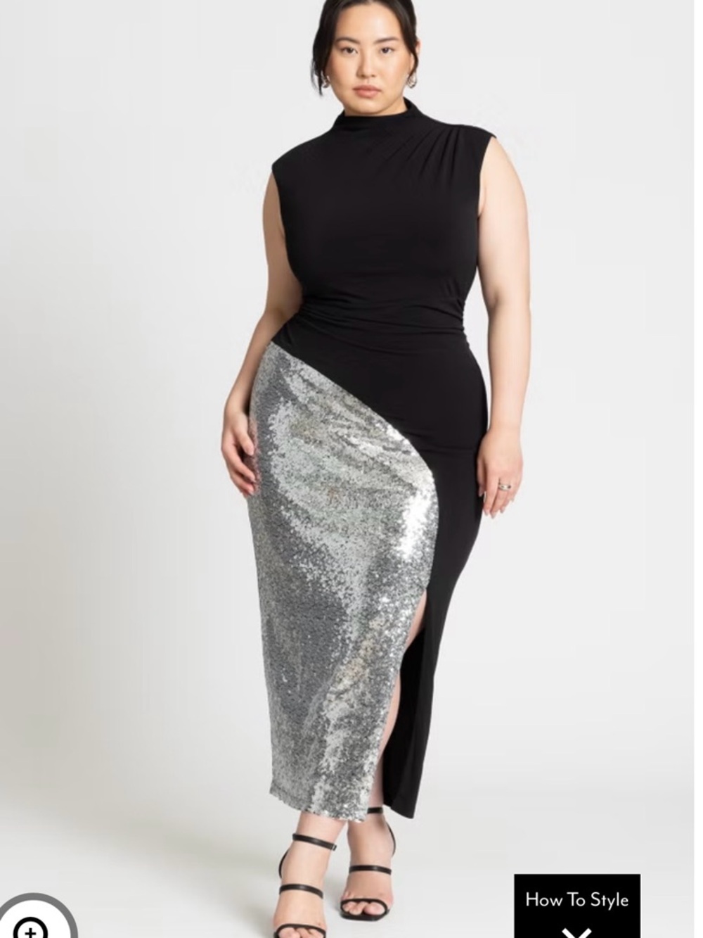 Eloquii Black Sleeveless Mock Neck Dress